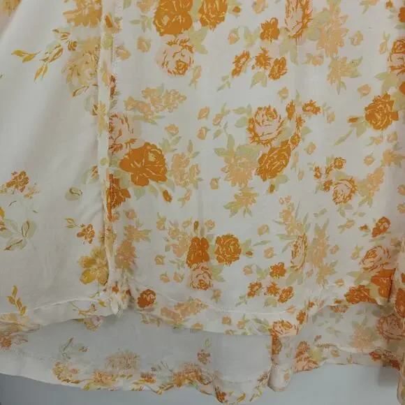 Free People Floral Tunic Top Size Small Ruffles Pockets Feminine Boho Romantic - Picture 7 of 13